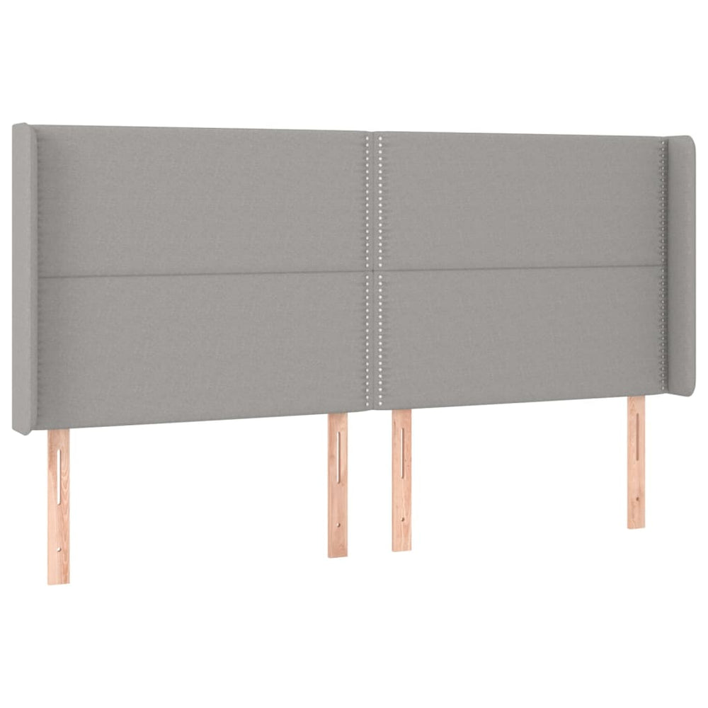 vidaXL Wingback Headboard Light Gray 203x16x118/128 cm Fabric