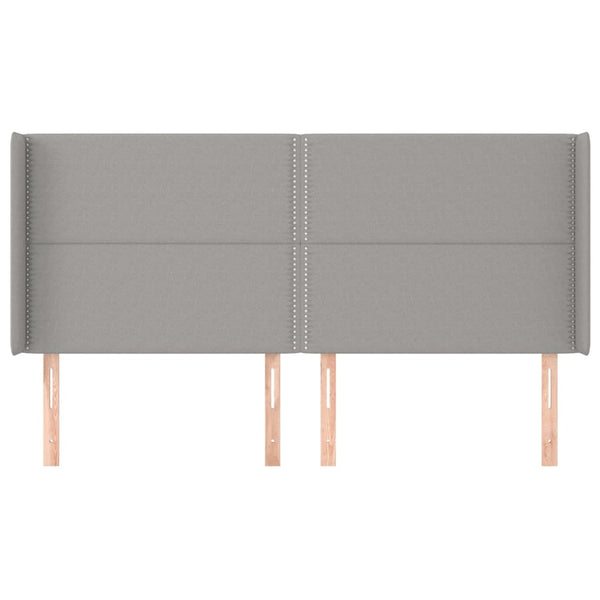 vidaXL Wingback Headboard Light Gray 203x16x118/128 cm Fabric