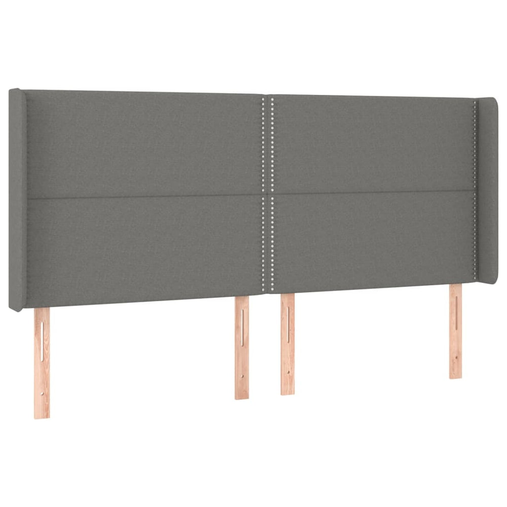 vidaXL Wingback Headboard Dark Gray 203x16x118/128 cm Fabric