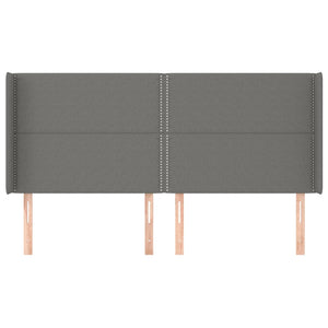 vidaXL Wingback Headboard Dark Gray 203x16x118/128 cm Fabric