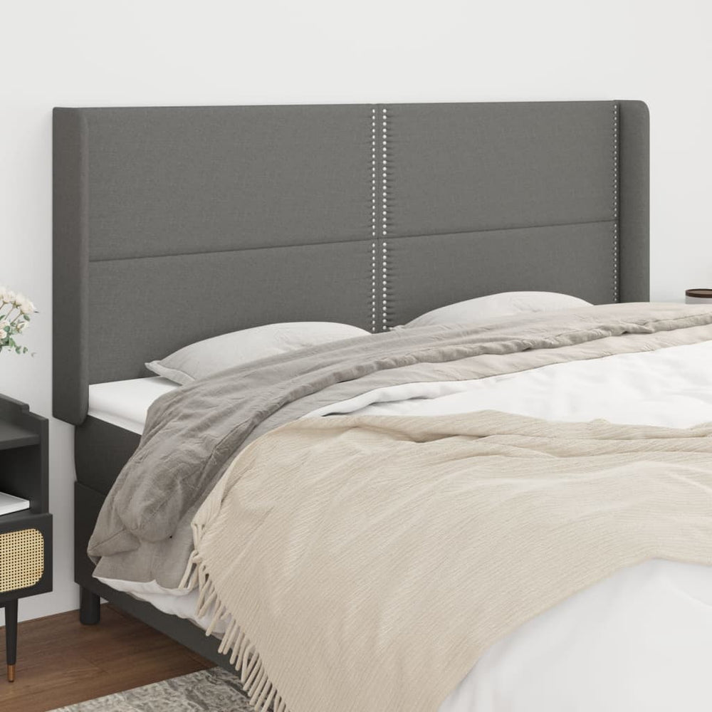 vidaXL Wingback Headboard Dark Gray 203x16x118/128 cm Fabric