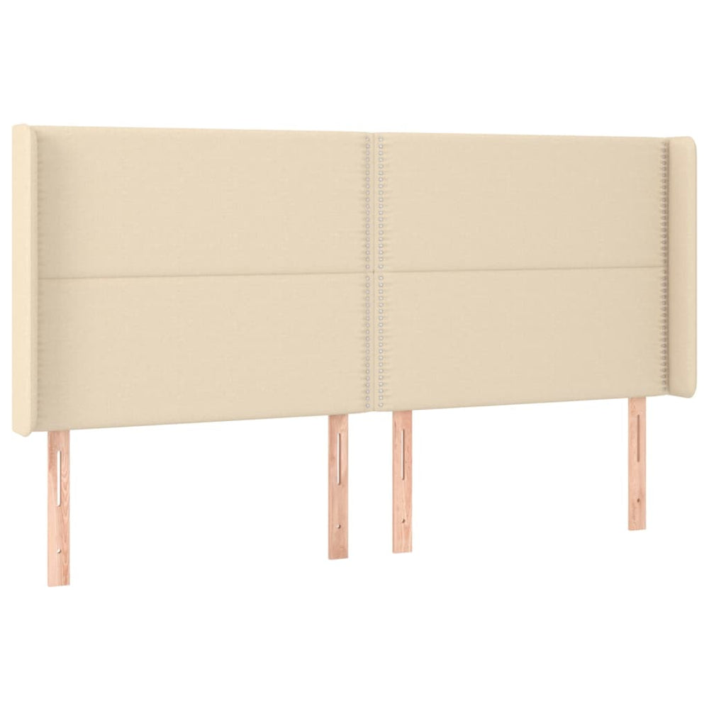 vidaXL Headboard with Wings Cream 203x16x118/128 cm Fabric