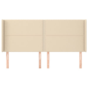 vidaXL Headboard with Wings Cream 203x16x118/128 cm Fabric