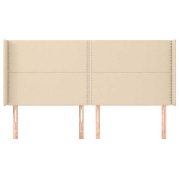 vidaXL Headboard with Wings Cream 203x16x118/128 cm Fabric