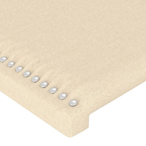 vidaXL Headboard with Wings Cream 203x16x118/128 cm Fabric