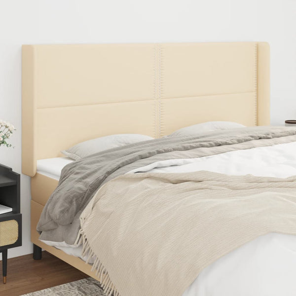 vidaXL Headboard with Wings Cream 203x16x118/128 cm Fabric