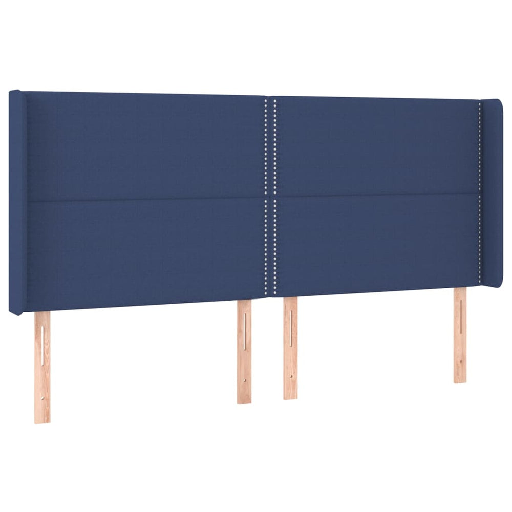 vidaXL Wingback Headboard Blue 203x16x118/128 cm Fabric