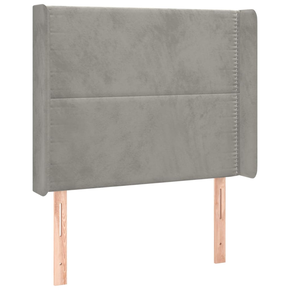 vidaXL Wingback Headboard Light Grey 83x16x118/128 cm Velvet