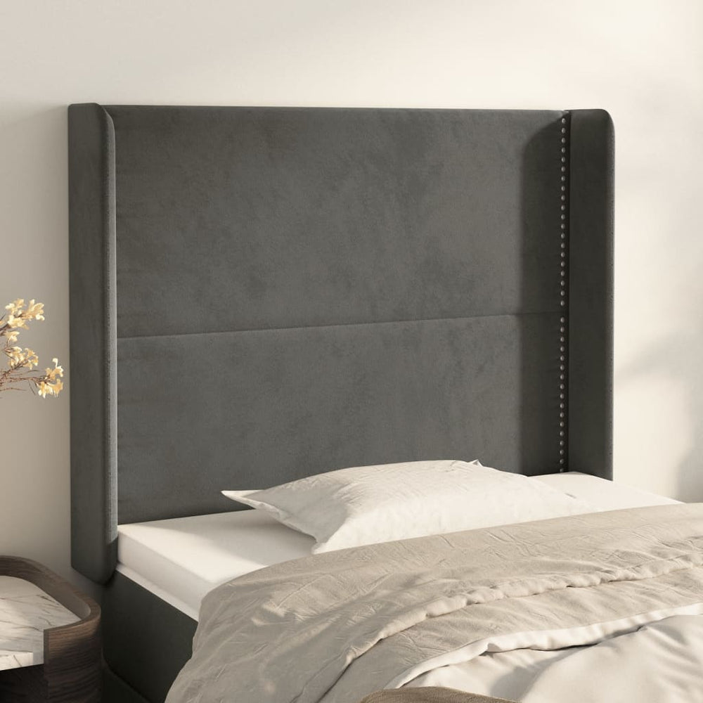 vidaXL Wingback Headboard Dark Grey 83x16x118/128 cm Velvet