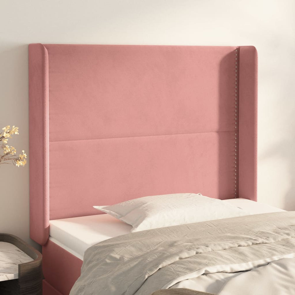 vidaXL Wingback Headboard Pink 83x16x118/128 cm Velvet