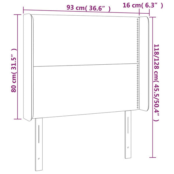 vidaXL Wingback Headboard Pink 93x16x118/128 cm Velvet
