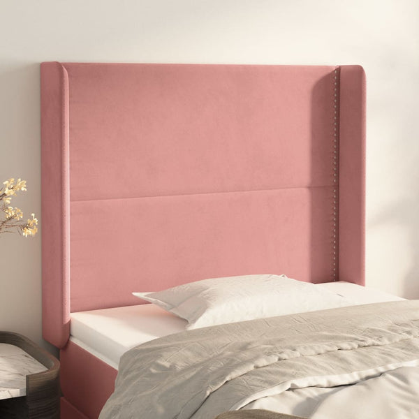 vidaXL Wingback Headboard Pink 93x16x118/128 cm Velvet