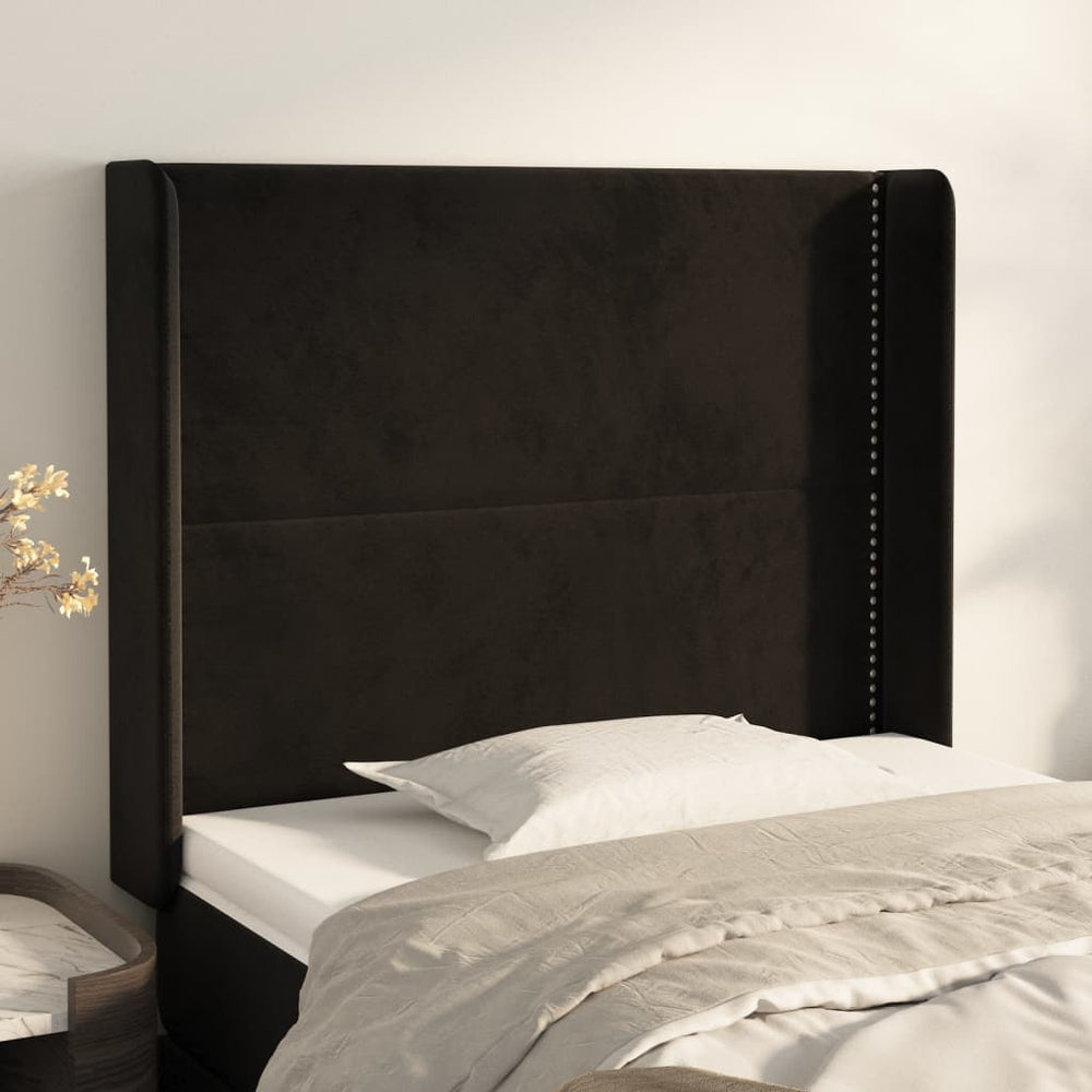 vidaXL Wingback Headboard Black 103x16x118/128 cm Velvet