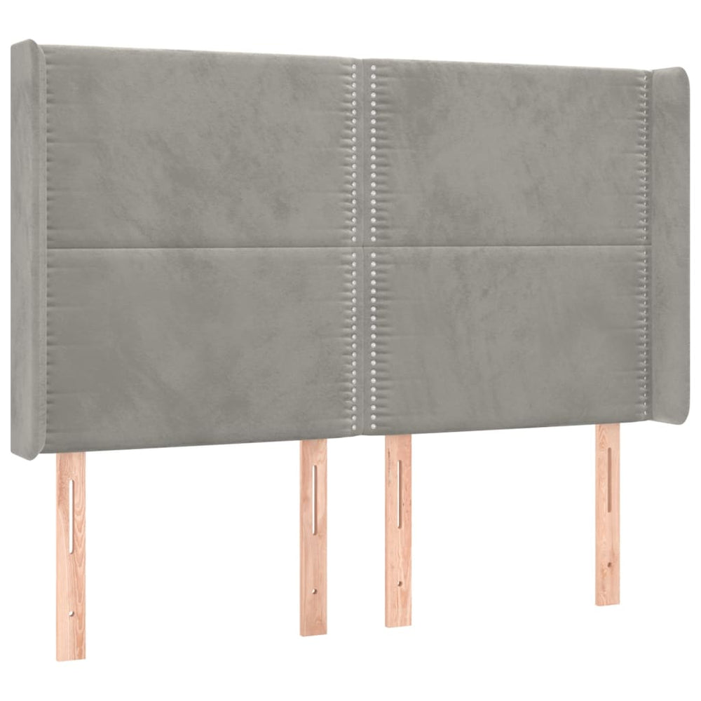 vidaXL Wingback Headboard Light Grey 147x16x118/128 cm Velvet