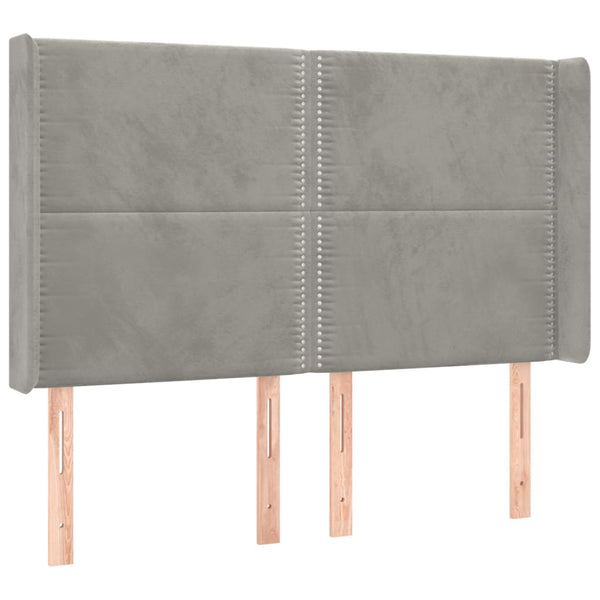 vidaXL Wingback Headboard Light Grey 147x16x118/128 cm Velvet
