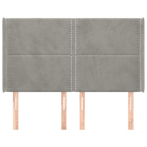 vidaXL Wingback Headboard Light Grey 147x16x118/128 cm Velvet