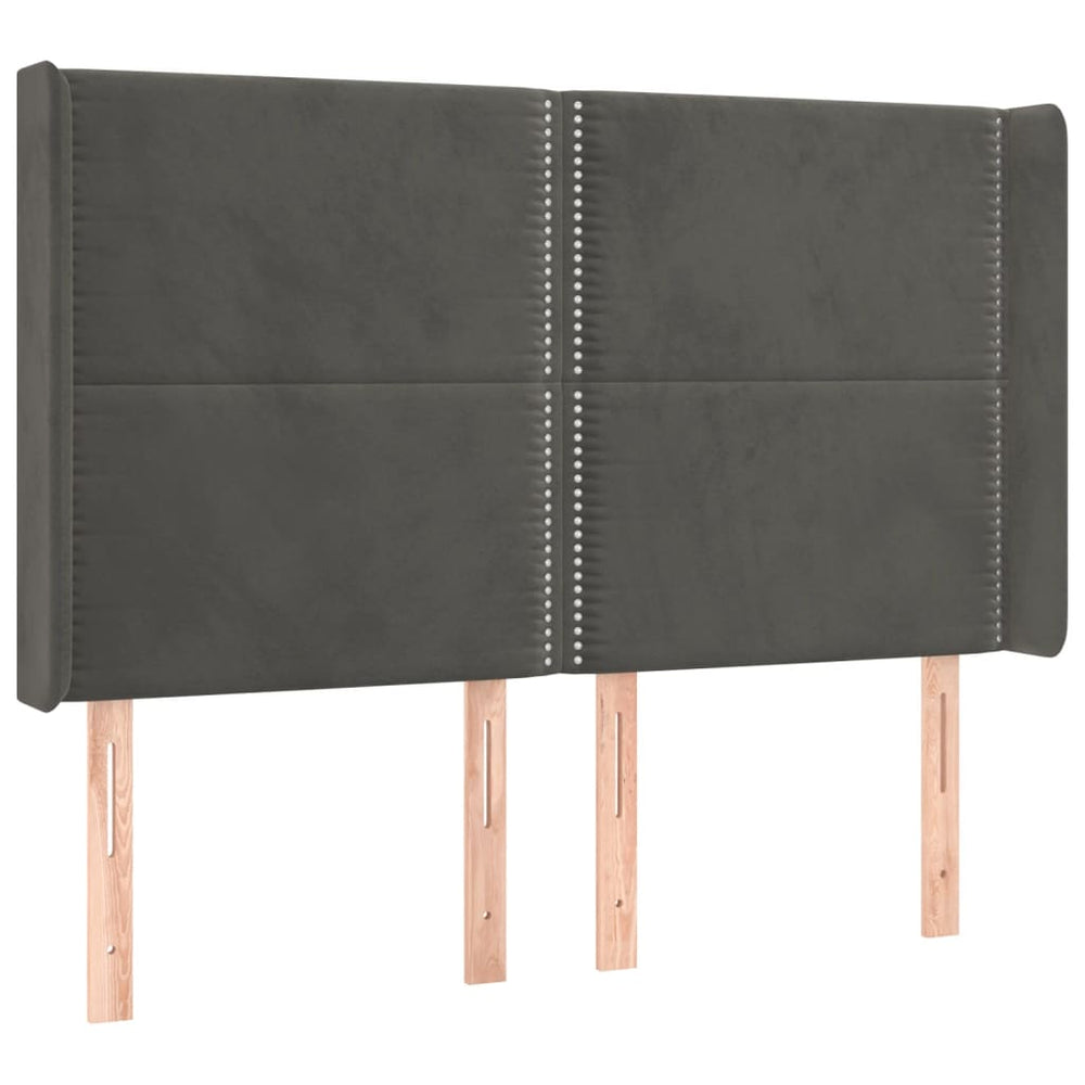 vidaXL Wingback Headboard Dark Grey 147x16x118/128 cm Velvet