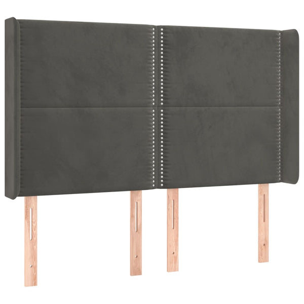 vidaXL Wingback Headboard Dark Grey 147x16x118/128 cm Velvet