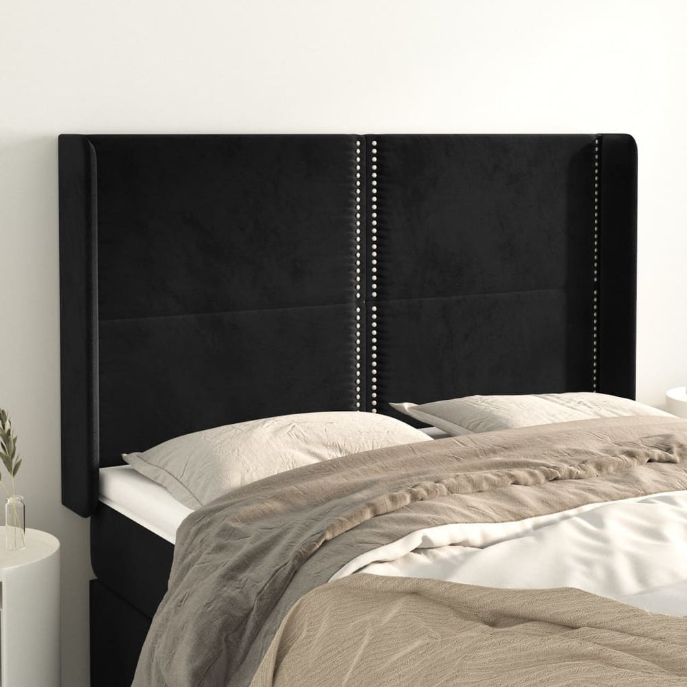 vidaXL Tufted Headboard Black 147x16x118/128 cm Velvet