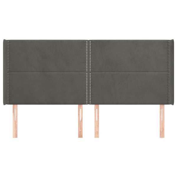 vidaXL Wingback Headboard Dark Grey 163x16x118/128 cm Velvet