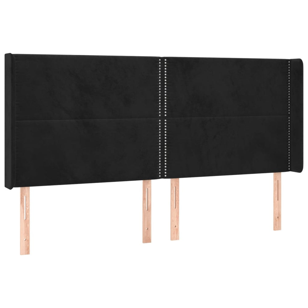 vidaXL Wingback Headboard Black 163x16x118/128 cm Velvet