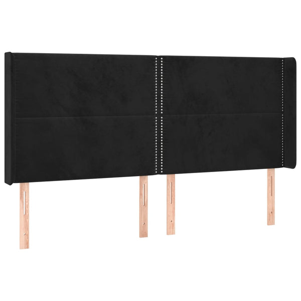 vidaXL Wingback Headboard Black 163x16x118/128 cm Velvet