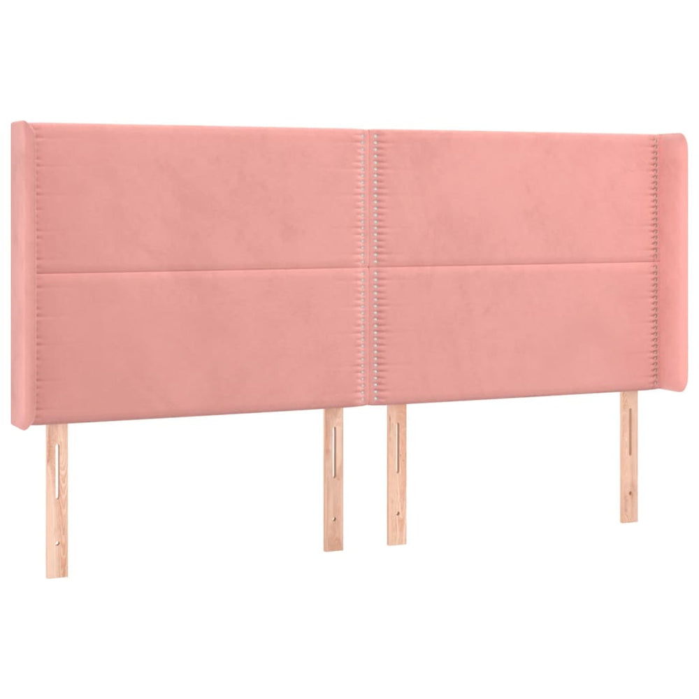 vidaXL Wingback Headboard Pink 163x16x118/128 cm Velvet