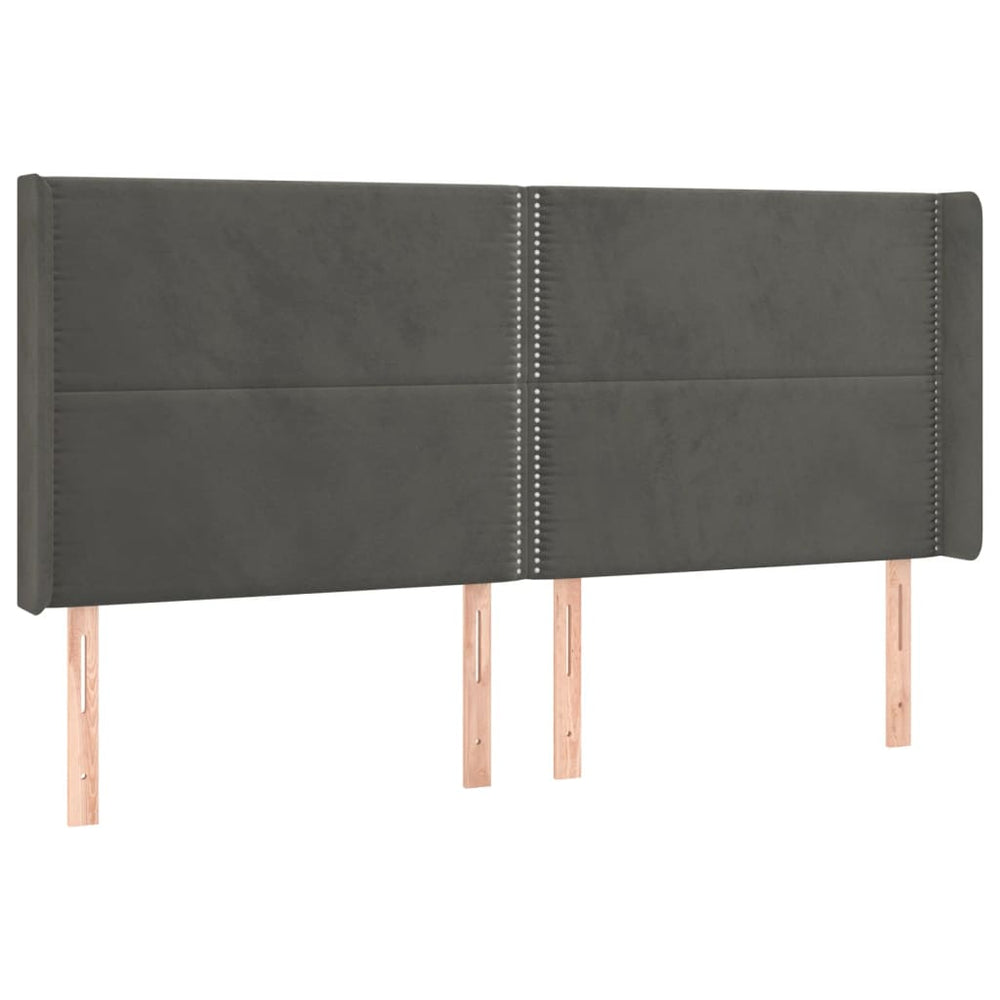 vidaXL Wingback Headboard Dark Grey 183x16x118/128 cm Velvet