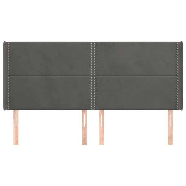 vidaXL Wingback Headboard Dark Grey 183x16x118/128 cm Velvet