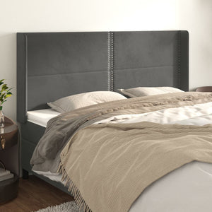 vidaXL Wingback Headboard Dark Grey 183x16x118/128 cm Velvet