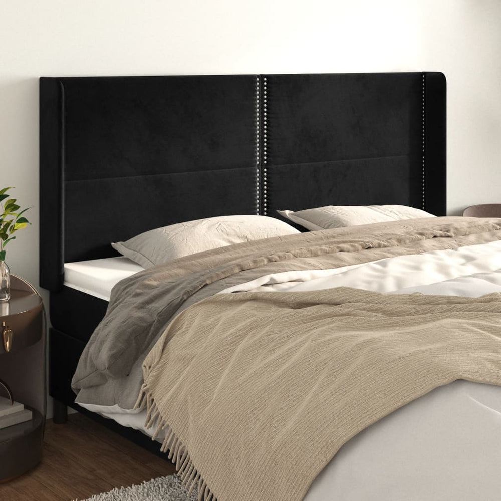 vidaXL Wingback Headboard Black 183x16x118/128 cm Velvet