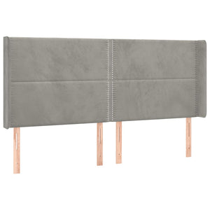 vidaXL Wingback Headboard Light Gray 203x16x118/128 cm Velvet