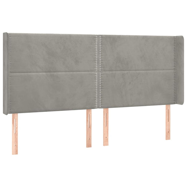 vidaXL Wingback Headboard Light Gray 203x16x118/128 cm Velvet