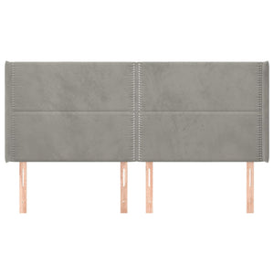 vidaXL Wingback Headboard Light Gray 203x16x118/128 cm Velvet