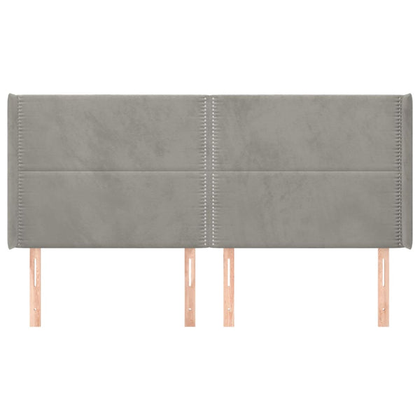 vidaXL Wingback Headboard Light Gray 203x16x118/128 cm Velvet