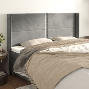vidaXL Wingback Headboard Light Gray 203x16x118/128 cm Velvet