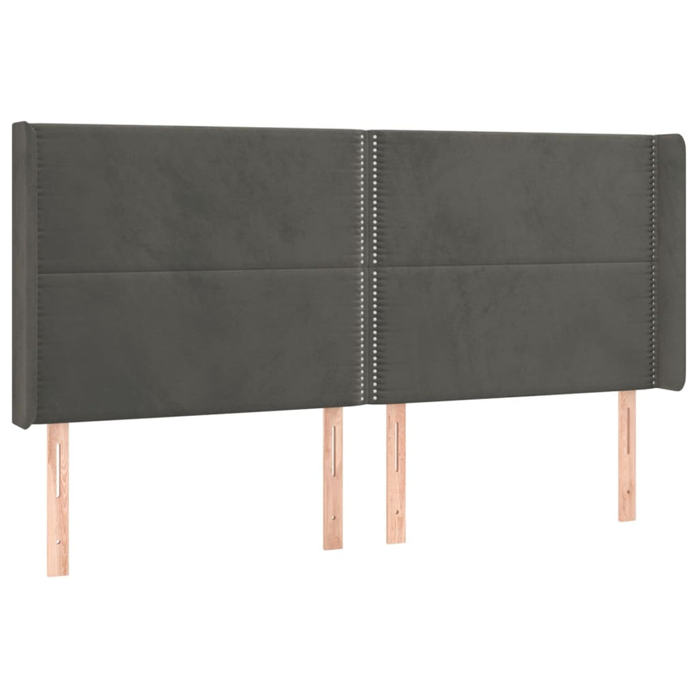 vidaXL Wingback Headboard Dark Grey 203x16x118/128 cm Velvet