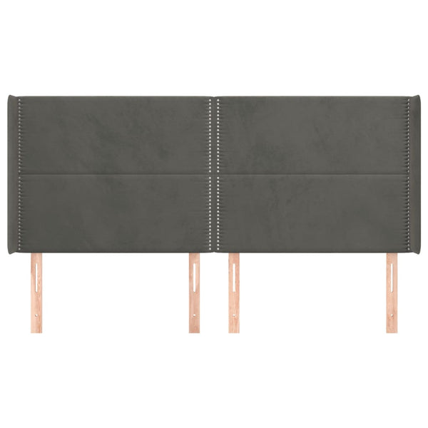 vidaXL Wingback Headboard Dark Grey 203x16x118/128 cm Velvet