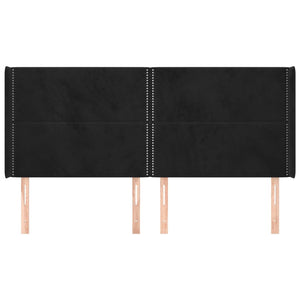 vidaXL Wingback Headboard Black 203x16x118/128 cm Velvet