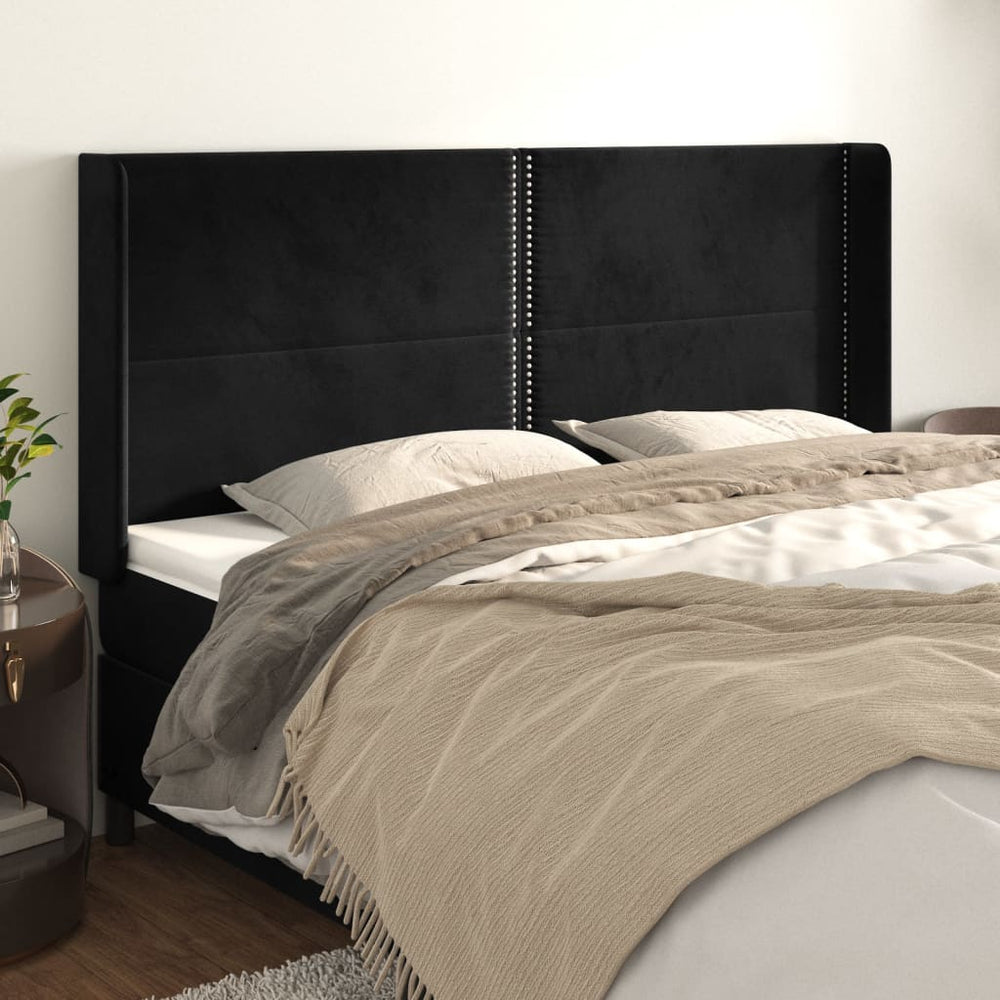 vidaXL Wingback Headboard Black 203x16x118/128 cm Velvet
