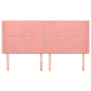 vidaXL Wingback Headboard Pink 203x16x118/128 cm Velvet