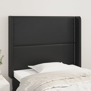 vidaXL Wingback Headboard Black 93x16x118/128 cm Faux Leather