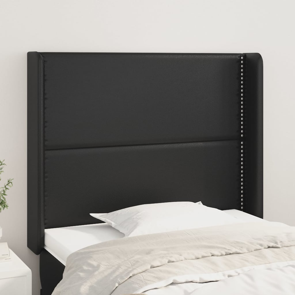 vidaXL Wingback Headboard Black 93x16x118/128 cm Faux Leather