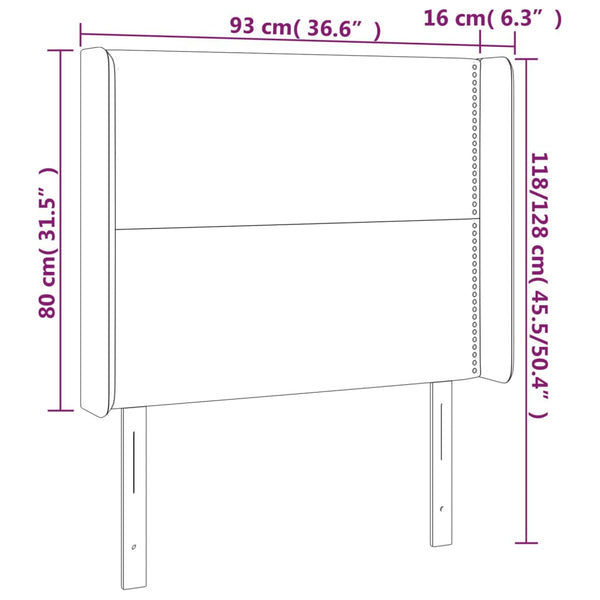 vidaXL Wingback Headboard White 93x16x118/128 cm Faux Leather