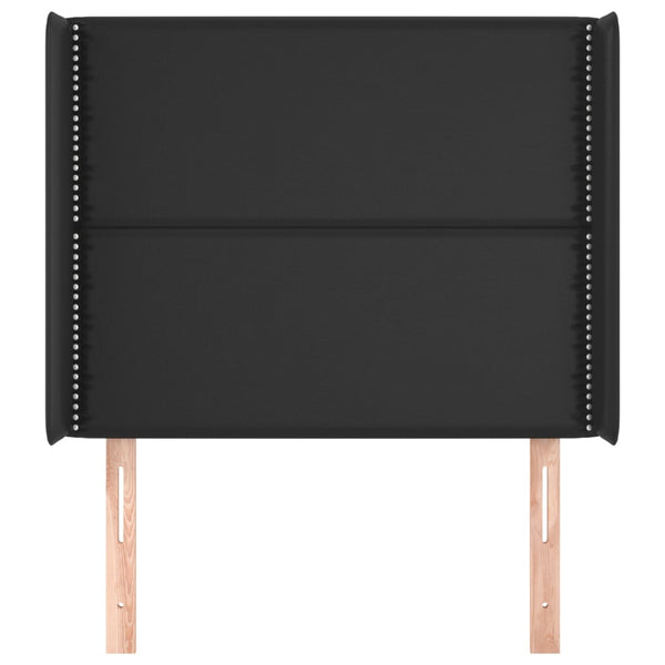 vidaXL Wingback Headboard Black 103x16x118/128 cm Faux Leather