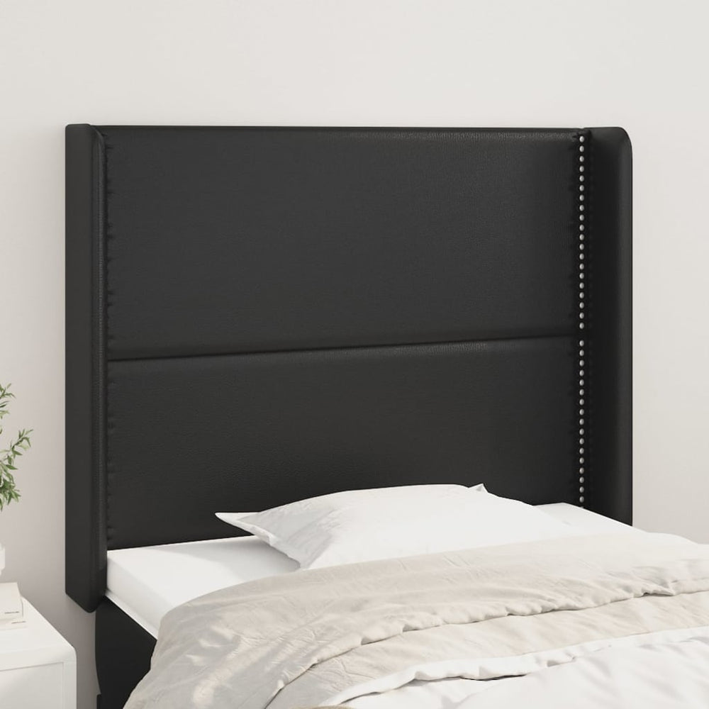vidaXL Wingback Headboard Black 103x16x118/128 cm Faux Leather