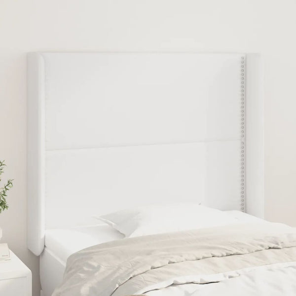 vidaXL Wingback Headboard White 103x16x118/128 cm Faux Leather