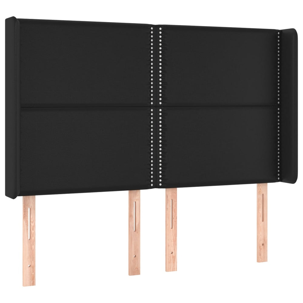 vidaXL Tufted Headboard Black 147x16x118/128 cm Faux Leather