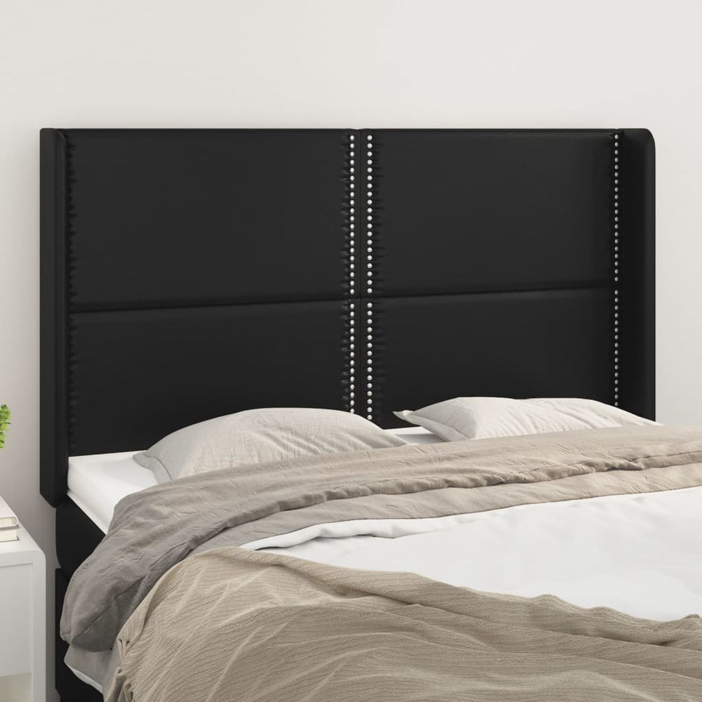vidaXL Tufted Headboard Black 147x16x118/128 cm Faux Leather