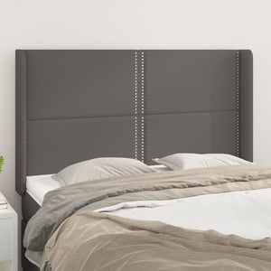 vidaXL Wingback Headboard Grey 147x16x118/128 cm Faux Leather